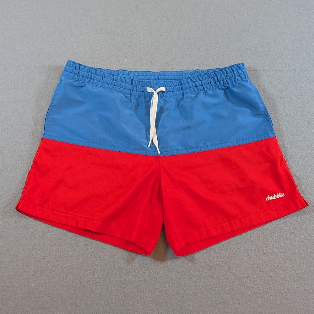 Chubbies Mens Swim Trunks Shorts‎ Elastic Waist Drawstring Color Block Size L